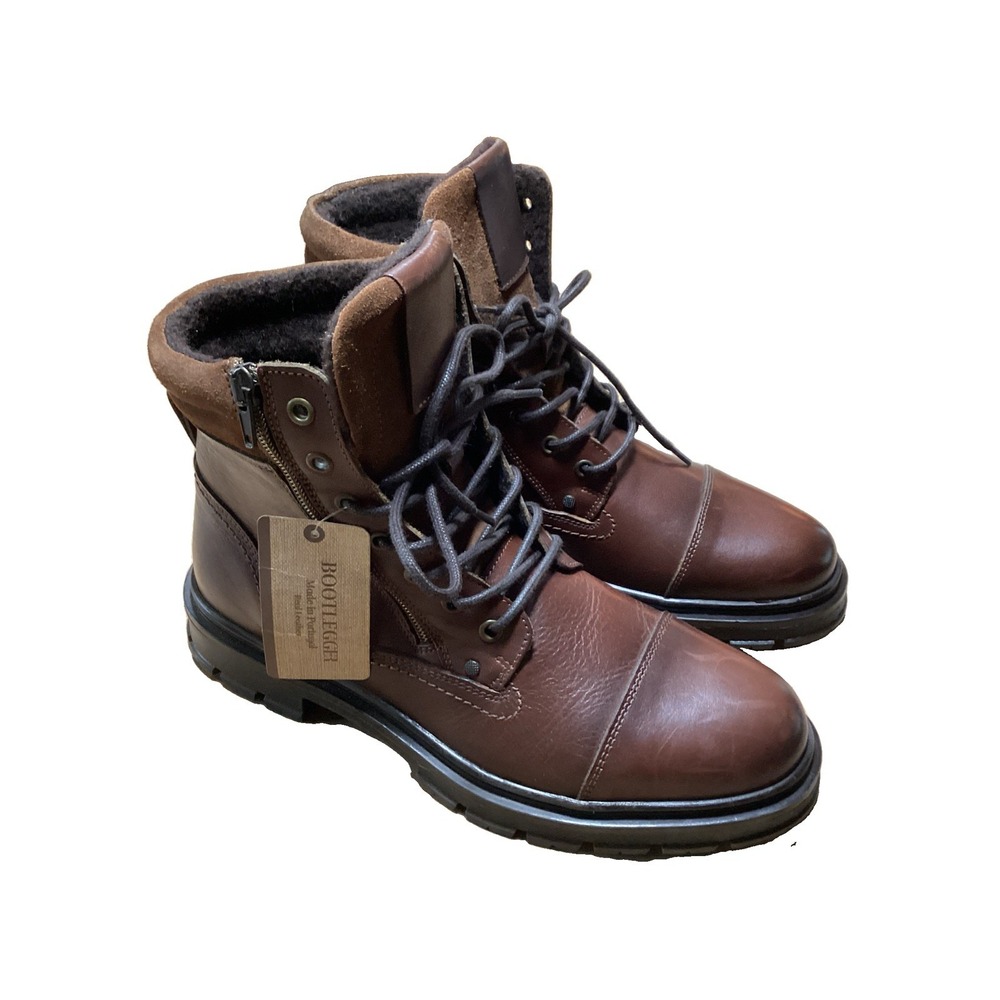 Bootlegger Made In Portugal Mens Brown Leather Side Zip Boots Size 43 (10)